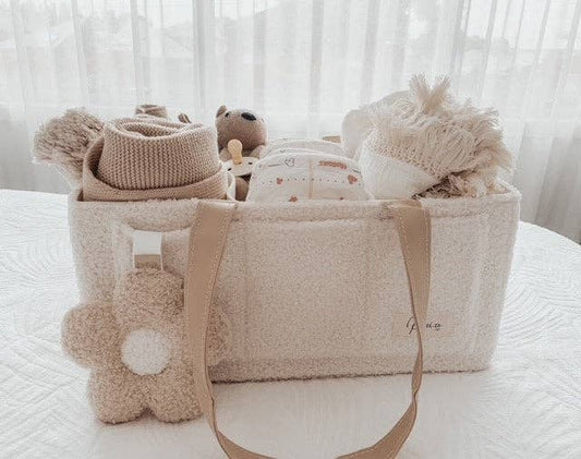 NAPPY CADDY ORGANISER - TEDDY | BEIGE HANDLES