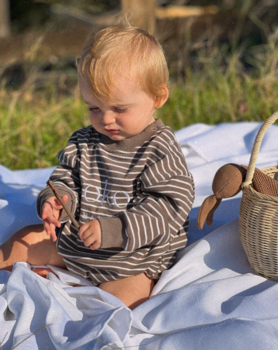 Sailor Romper - Brown Stripe