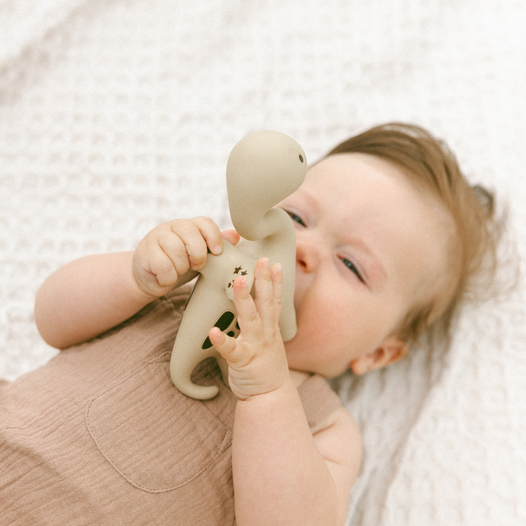 Diplo the Dino-Dragon Natural Rubber Teether: Brown