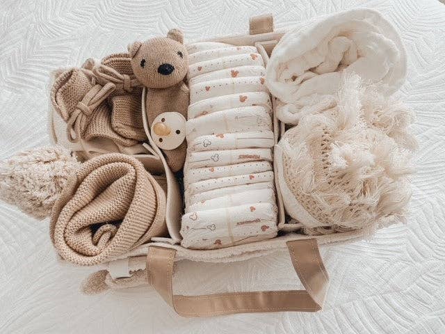 NAPPY CADDY ORGANISER - TEDDY | BEIGE HANDLES