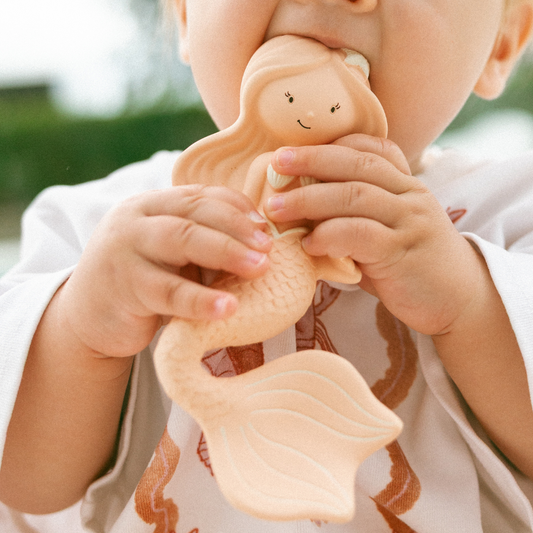 Maeve the Mermaid Natural Rubber Teether: Peach